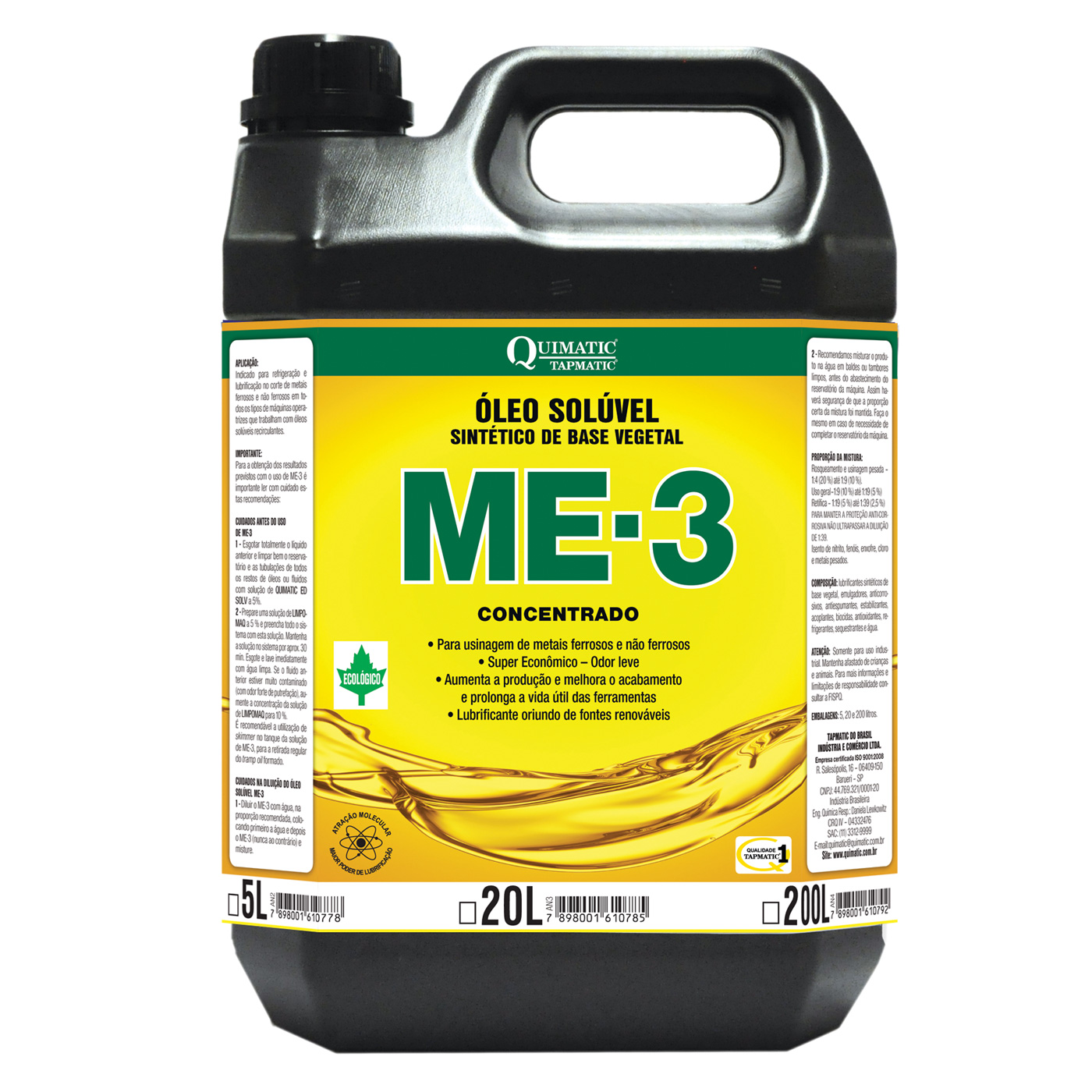 Óleo Solúvel Sintético de Base Vegetal 5 Litro ME-3
