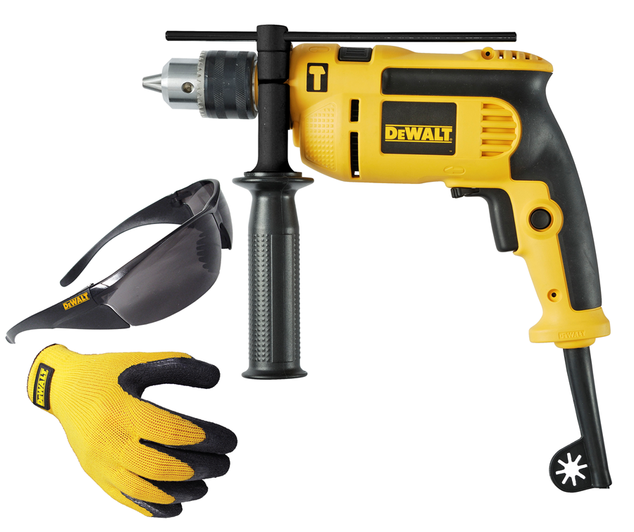 Furadeira De Impacto 1/2 Pol 650w DeWALT DWD502SI com Óculos e Luva de Proteção  - 127 V