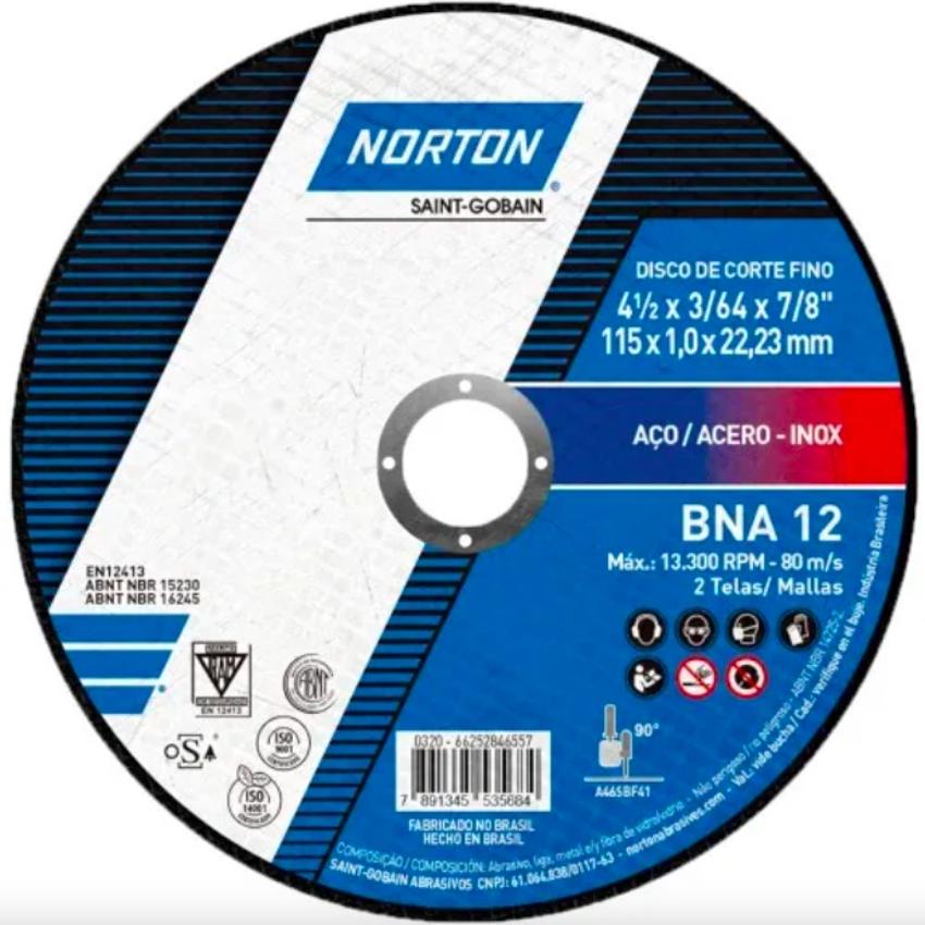 Disco de Corte para Aço e Inox Norton BNA 12 - 0